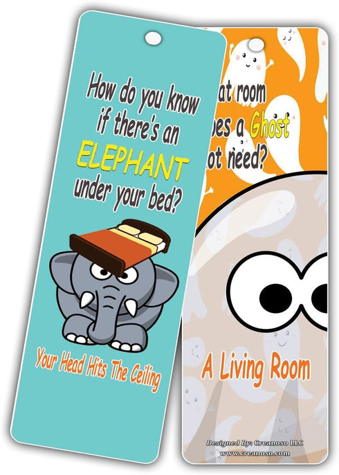 Fun Bookmarks for Kids, 12 Pack Silly Jokes Series 1, Excellent Party Favors and Classroom Reading Rewards