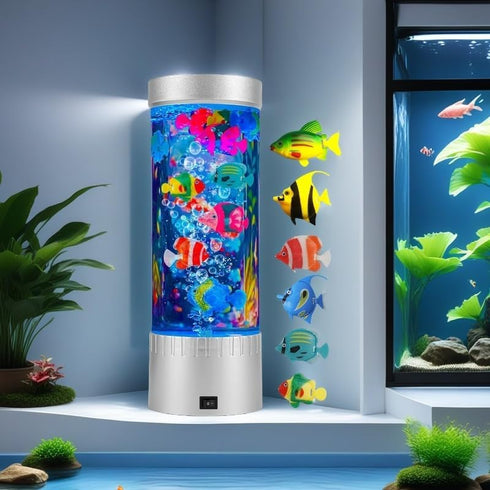 1ft Bubble Fish Lamp, LED Aquarium Sensory Light, Colorful Bubble Tube for Bedroom, Kids Room, Living Room, Party