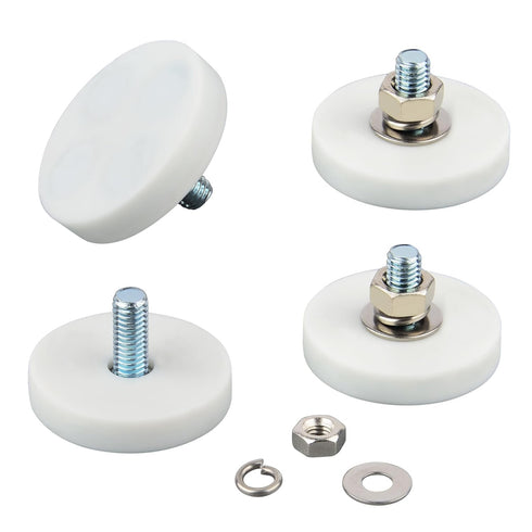 4-Pack Neodymium Magnet, Non-Slip Strong White Rubber Coated with M6 Male Thread for Sensor Communication Equipment