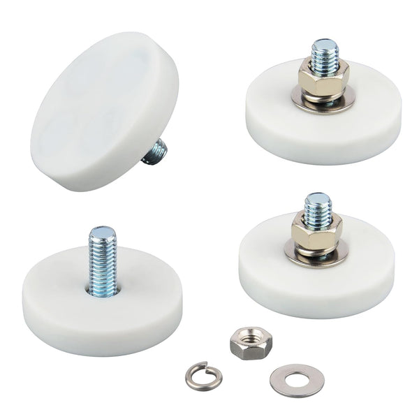 4-Pack Neodymium Magnet, Non-Slip Strong White Rubber Coated with M6 Male Thread for Sensor Communication Equipment
