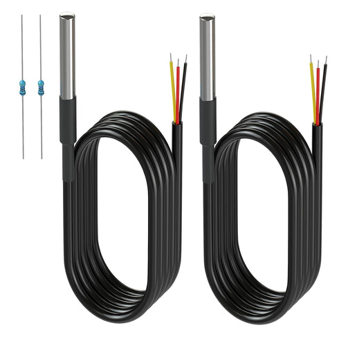 DROK 2 Pack Waterproof DS18B20 Temperature Sensor Probes with 2 Pack 4.7K