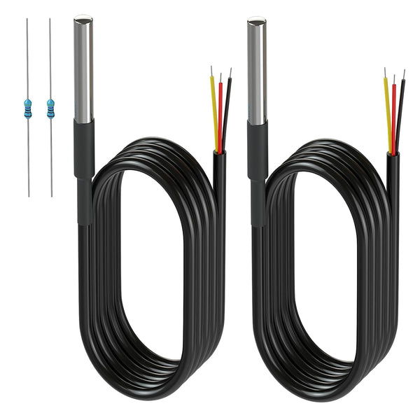 DROK 2 Pack Waterproof DS18B20 Temperature Sensor Probes with 2 Pack 4.7K