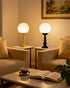 3000K Office-2Pack(Gold Lightdot Globe Table Lamp for Bedroom Mid Century Modern Small Desk Lamp Warmwhite Cute