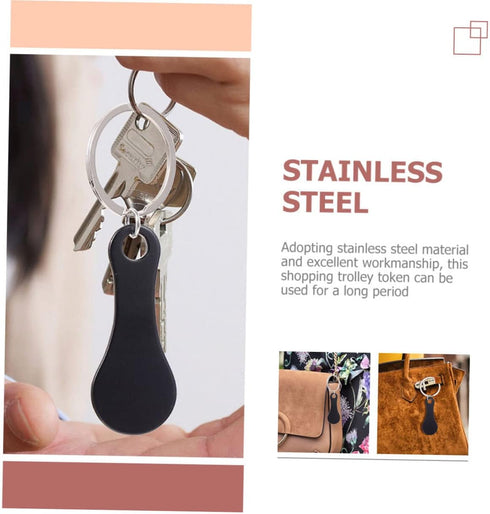 6Pcs Stainless Steel Shopping Cart Tokens Keychain Grocery Trolley Coins Portable Quarter Coin for Supermarket Use