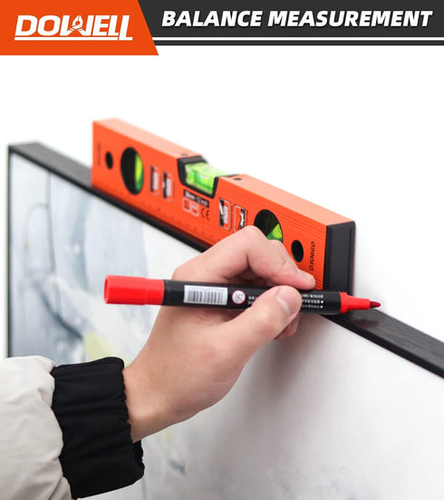 DOWELL 12 Inch Magnetic Spirit Level with Metric Scale, 3 Different Bubbles - 45 /90 /180 HY030660