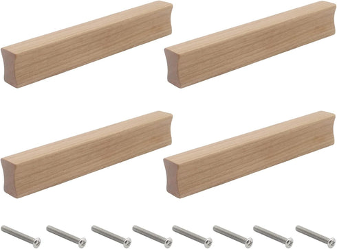 4PCS Wooden Pull Handle, Solid Wood Dresser Closet Wardrobe Door Pull,Cupboard Cabinet
