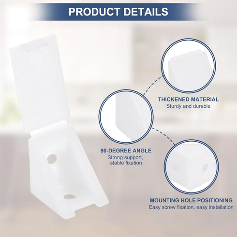 0.8"x0.8"x0.7" 50 PATIKIL Plastic Corner Braces, Pcs L-Shape Shelf Support Corner Brace Nylon Right Angle Brackets