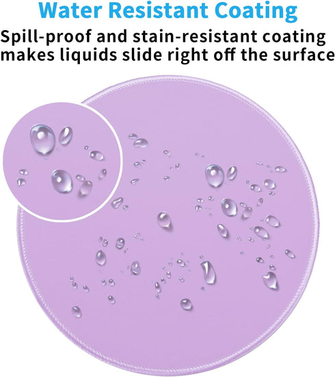 Dapesuom Round Mouse Pad, 8.7 x 8.7 Inch Premium Washable Non-Slip Rubber Base Cute Small Mouse Mat, Purple