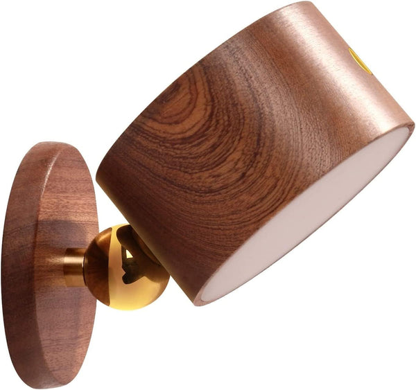 Generic Wooden Magnetic Wall Sconce,Wireless Led Wall Mounted Reading Lights USB Rechargeable Light