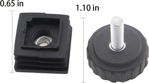 ZHYOHEN 4PCS 25x25Mm Black Square Insertable Furniture Levelers Floor Protectors Used for Fitness Equipment TV Stands