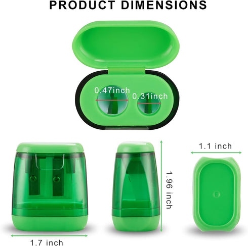 Sonuimy 4 Pcs Manual Pencil Sharpeners, Dual Holes Compact Colored Handheld Pencil Sharpener for Kids with Lid Adults