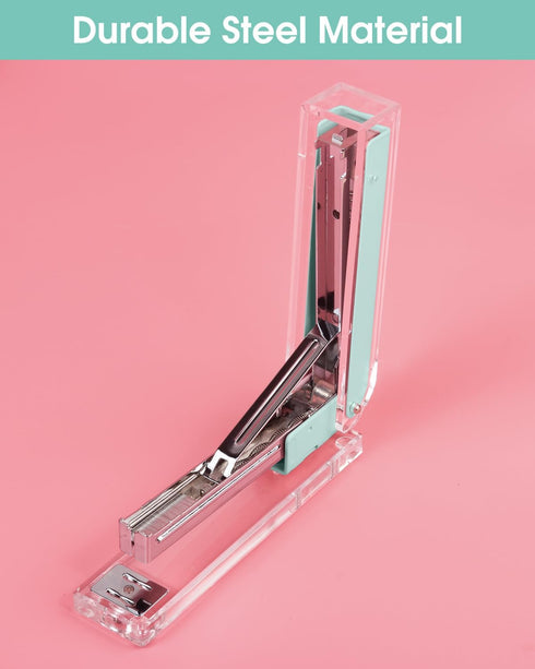 Clear Acrylic Stapler, Elegant Modern Desktop Stapler, Office Accessory for Home, School, or Office (Macaron Green)