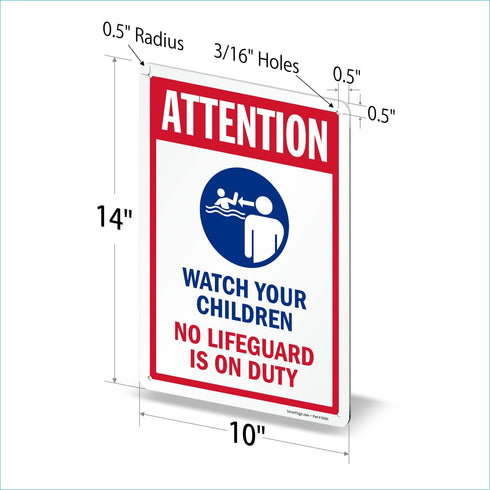 SmartSign 14 x 10 inch “Attention - Watch Your Children” Metal Sign, Rustproof Aluminum, Made in USA