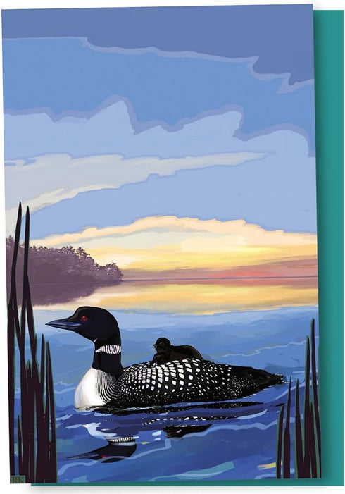 Tree-Free Greetings EcoNotes Notecard Set - 12 Count Loon Lake, 4 x 6 Inches with Envelopes