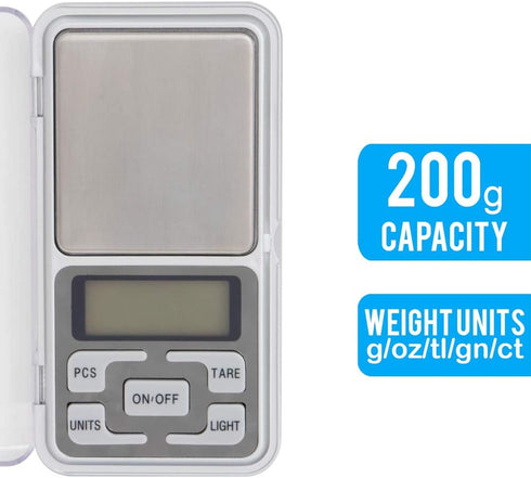 Kingwin Mini Digital Jewelry Scale: Tare Full Capacity, Auto Off, LCD Display with Back Light, 200G/0.01G Accuracy