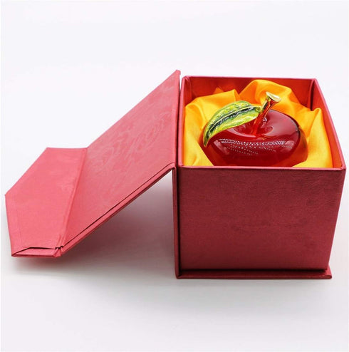 H&D Glaze Crystal Apple Paperweight Craft Decoration, Red