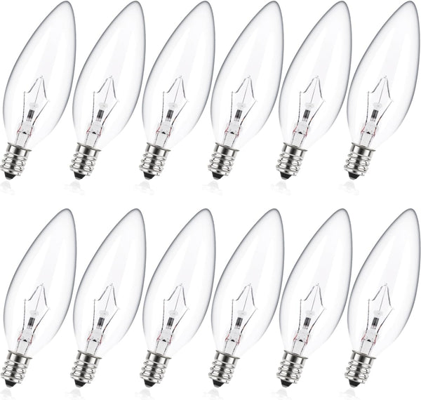 MEQIQTEK E12 60 Watt Incandescent Candle Light Bulbs, Chandelier Light Bulbs for Ceiling