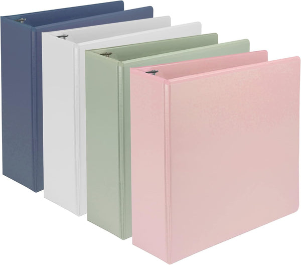 Samsill Eco-Friendly Plant-Based 3 Inch Durable D-Ring View Binder, Made in USA, USDA Certified Biobased, 4 Pack, Boho