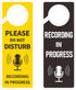 Recording in Progress - Please Do Not Disturb Sign, Plastic Door Knob Hanger Sign, Double Sided, 2 Pack