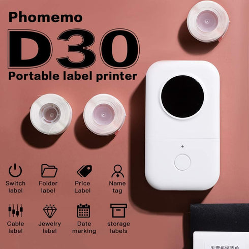 Phomemo Adhesive Labels for D30 Label Maker, 3/8" X1 7/8", 130 Labels/Roll, 3 Rolls, White
