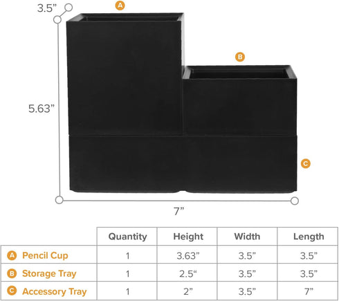Bostitch Office Konnect Desk Organizer, Accessory Tray & Storage Cup Bundle for Desktop Storage (Black)