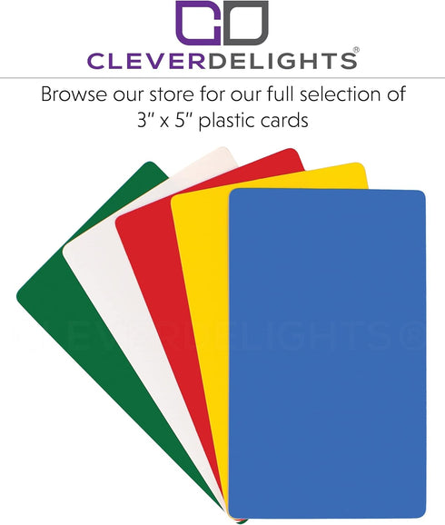 CleverDelights 3" 5" 100 Pack 3x5 Inch White Plastic Cards - x - - Waterproof Heavy Duty Card