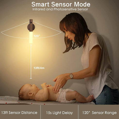 Set Montford Wall Sconces of Two Battery Operated, Motion Sensor Night Light Magnetic Wall Light Rechargeable, Peel