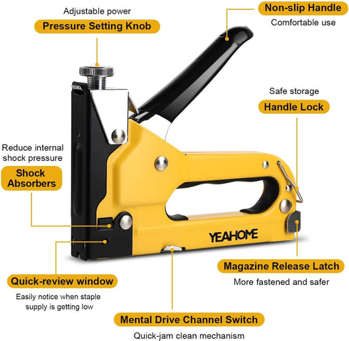 YEAHOME Heavy Duty Upholstery Staple Gun, 4-in-1 with 4000 Staples for Wood Crafts