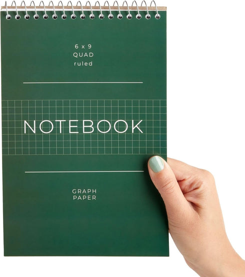 Juvale 6 Pack Top Bound Spiral Graph Paper Notebook, 6x9 Inch, 80 Sheets / 160 Pages, 6 Colors for Writing, Sketching