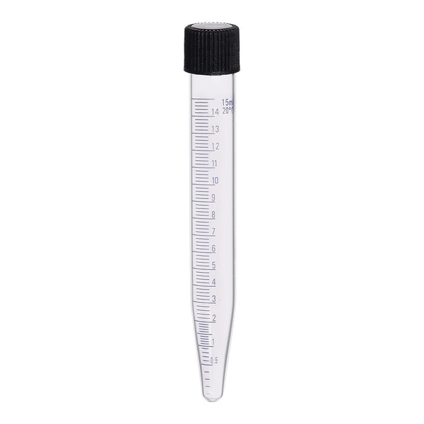 EISCO Centrifuge Tube with Screw Cap, 15mL Conical, 0.2mL Graduations, Borosilicate Glass