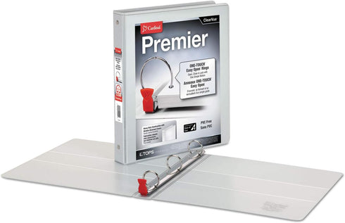 Cardinal 1 Inch Premier Easy Open 3 Ring Binder, ONE-TOUCH Locking Round Rings, 200-Sheet Capacity, ClearVue Cover,