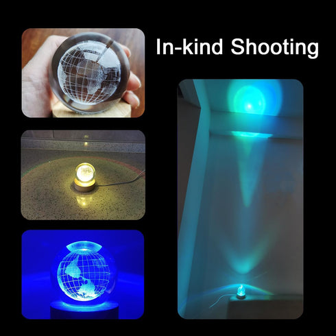 3D Crystal Earth Ball Light with Colorful LED Light Base, Color Changing Table Lamp with Remote, Unique Valentine's Day