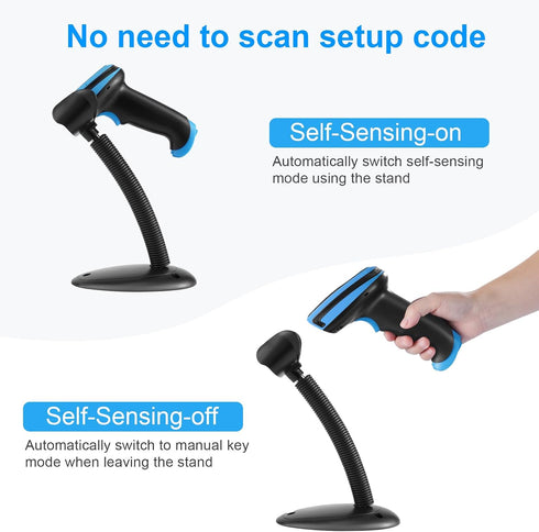 onewscan 1D 2.4G Barcode Scanner Wireless Laser Bar Code Scanners with Stand Wireless & USB Wired Connection Plug