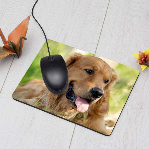 Dog Gaming Mousepad, Golden Retriever Theme Mouse Pad for Computer Desk Laptop Office 9.5 X 7.9 Inch Non-Slip Rubber