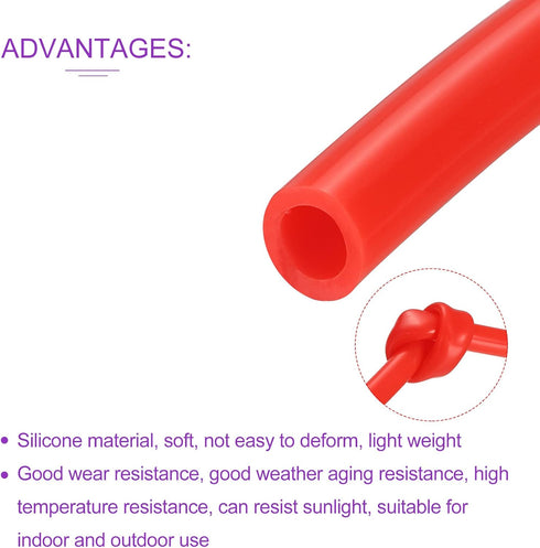 DMiotech 5/16"(8mm) ID 1/2"(12mm) OD 3.3 Feet Red Silicone Tube, Industrial Tubing for Water Air Pump