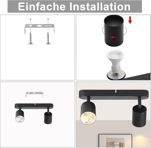 SGGSHENNAN 2 Gu10 (Black-2 Adjustable Spotlight Ceiling Light Fixture Light Track Lighting Indoor Directional Light
