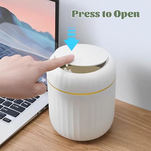 HOSTK 2 5 Countertop Pcs Mini Desktop Trash Can with Rolls of Trash Bags, Waste Can with Press Type Lid, Tiny Garbage