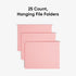 Smead Standard Hanging File Folders, 25 Count, Pink, Letter Size, 1/5-Cut Adjustable Tabs