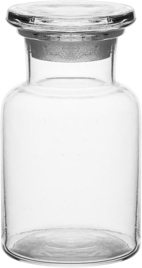 EISCO 125ml Reagent Bottle, Wide Neck with Tight Fitting Glass Stopper, Soda Glass Labs