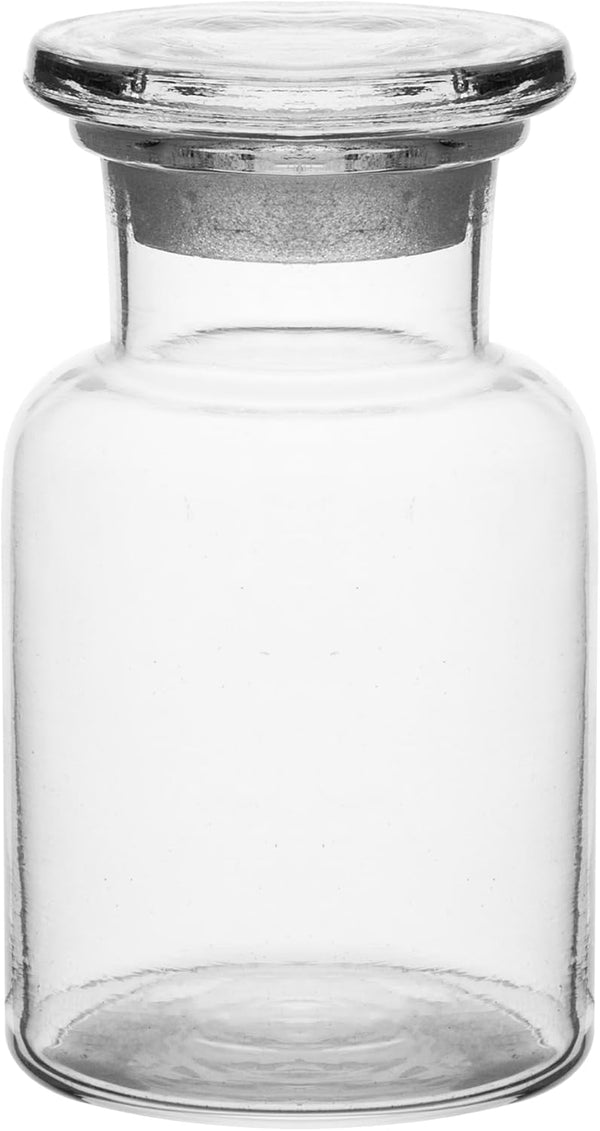 EISCO 125ml Reagent Bottle, Wide Neck with Tight Fitting Glass Stopper, Soda Glass Labs
