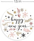 Floral Happy New Year Stickers, 500 New Year's Eve Labels, 1.5" Holiday Card Envelope Seals, Made in The USA