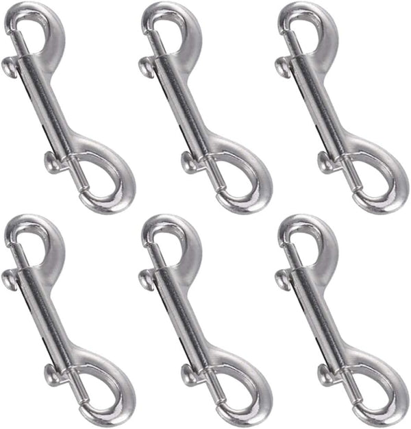 Stainless Steel Double Ended Bolt Snap Hooks, Heavy Duty Trigger Snaps for Dog Leash/Pet Feed Bucket, Pack of 6