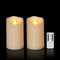 Haown Outdoor Flameless Candles, Patented 3D Dual-LED, Set of 2 Slanted Plastic Pillars