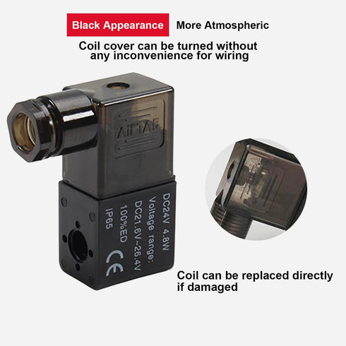 Fielect DC 24V Pneumatic Solenoid Valve Coil Electric Air Valve Replacement Parts, Plug Connector
