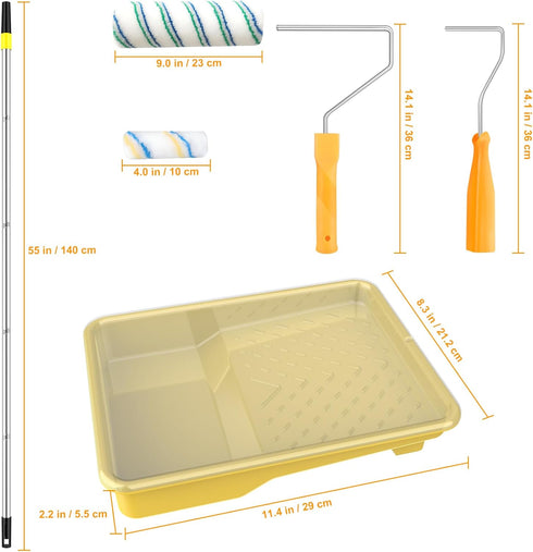Set Leshein Paint Roller Kit with Extension Pole, Paint Brushes for Walls, Painting Supplies for Home Interior