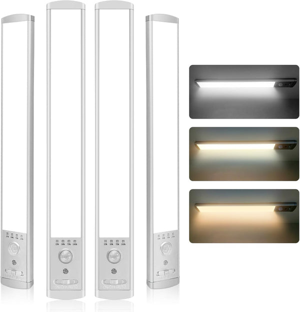 CPFLITA Under Cabinet Lighting, 4Pack Motion Sensor Light Indoor with 3 Color Temps,