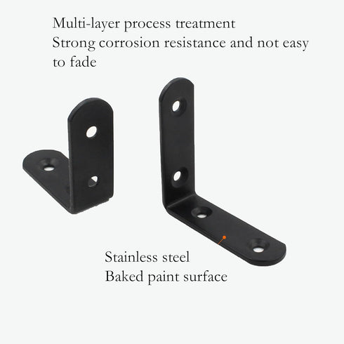CJFNDFA 8Pcs 5x5 Inch Black L Brackets - Heavy Duty Corner Shelf Brackets for Wood Bookshelves, Steel Construction