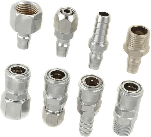 8Pcs Coupling Connector Set, 1/2 Pneumatic Air Compressor Hose Quick Coupler Plug Socket