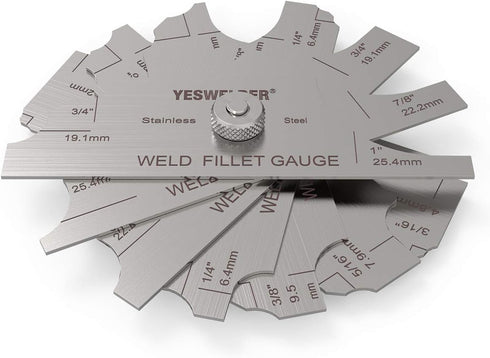 YESWELDER MG-11 Metal Weld Fillet Gages Set (7PCS) for Welding Inspection Test Ulnar MM & Inch