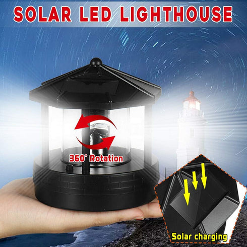 Tookie 1PC 360 Solar Lighthouse, Rotating Outdoor Waterproof LED Solar Light Beacons Tower Decorative, Degree Rotating